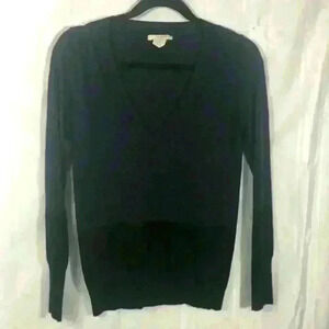 Club Monaco Navy Blue/Black Women's Size: S 100% Wool Long Sleeve Sweater